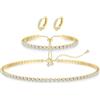 Diamday Set di Gioielli per Donna Ipallergenico Collana Tennis Bracciale Orecchini Argento 925 Orecchini a Lobo Regali di Gioielli per Matrimonio Damigelle Prom Accessori per Abiti