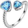 Aurora Tears Anello regolabile con pietra portafortuna in argento Sterling 925 con pietra portafortuna anello aperto gioielli regalo per donne e uomini DR0190, Metallo, Zirconie sintetico