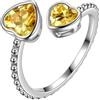 Aurora Tears Anello regolabile con pietra portafortuna in argento Sterling 925 con pietra portafortuna anello aperto gioielli regalo per donne e uomini DR0190, Metallo, Zirconie sintetico