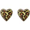 Zenvie Orecchini a perno in argento Sterling con motivo leopardato a forma di cuore, confezione regalo, 7 mm x 6 mm