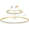 Diamday Set di Gioielli per Donna Ipallergenico Collana Tennis Bracciale Orecchini Argento 925 Orecchini a Lobo Regali di Gioielli per Matrimonio Damigelle Prom Accessori per Abiti