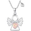 OHAYOO Collana con angelo custode, in argento 925, con ciondolo a forma di angelo custode, opale, regalo per ragazze e donne (rosa), normal, Argento sterling, Opale sintetico