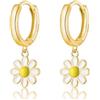 SLUYNZ Orecchini a cerchio in argento sterling 925, con margherita, con fiore, per donne, adolescenti, piccole margherite