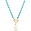Aobei Pearl Aobei Perla Bohemia Simulato Turquesa Choker Gran Barroco Shell Perla Pendente Collana Moderno Oro 18 K Toggle Lariat Y Collana per donna 17