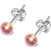 Treasure Bay TreasureBay - Orecchini a perno da donna con perle d'acqua dolce da 5 mm, in argento 925, Perla, Perla