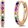 FANCIME Orecchini a Cerchio Piccoli per Donna in Argento Sterling 925 Placcato Oro Rosa con Zirconia Cubica - Diametro: 13 mm