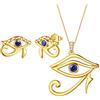 Aurora Tears Set di collana e orecchini egiziani con occhio di Horus, in argento Sterling 925, con ciondolo a forma di occhio malvagio, per uomini e donne, one size, Metallo, Zirconia cubica