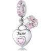 HappyStar charm donna argento sterling 925 Birthstone Charms con 5A Cubic Zirconia Cuore a forma di perline penzolanti charm compatibili bracciali