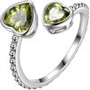 Aurora Tears Anello regolabile con pietra portafortuna in argento Sterling 925 con pietra portafortuna anello aperto gioielli regalo per donne e uomini DR0190, Metallo, Zirconie sintetico