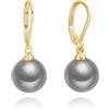 Aobei Pearl Orecchini di perle grigie per le donne 18K placcato oro perla Orecchini di goccia Leverback Dangle Orecchini Gioielli