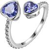 Aurora Tears Anello regolabile con pietra portafortuna in argento Sterling 925 con pietra portafortuna anello aperto gioielli regalo per donne e uomini DR0190, Metallo, Zirconie sintetico