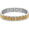 DEJIN Bracciale minimalista in acciaio inossidabile placcato oro per donne/uomini e coppie, Pietra Acciaio legato