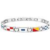 amorili Bracciale Uomo con Bandiere Nautiche in Acciaio Inox e Smalto - Stile Mare Estate Vela Nautico - Idea Regalo Uomo