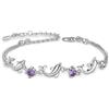 Rapoyo MixiuEuro donne ragazze Bracciali, argento Sterling 925 CZ Zircone Ametista Delfino Amore Bracciali Gioielli Regalo Per Ragazze, 17 cm, Zirconia cubica, Zirconia cubica