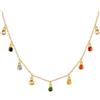 Zayka Jewelry Collana colorata arcobaleno donna con ciondoli charm multipli in argento 925 placcata oro 18K vero con pietre colorate (ORO 14k)