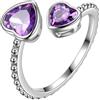 Aurora Tears Anello regolabile con pietra portafortuna in argento Sterling 925 con pietra portafortuna anello aperto gioielli regalo per donne e uomini DR0190, Metallo, Zirconie sintetico