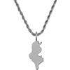 d'origine Collana con mappa della Tunisia, da uomo, in acciaio inox 316L, 60 cm, ciondolo da 27 mm, sabbiato opaco con contorno lucido, idea regalo per la casa