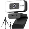 Danyesth Webcam 4K per PC/Computer/Laptop, Plug and Play USB Web Camera con messa a fuoco automatica, microfono con cancellazione del rumore e otturatore per la privacy per conferenze