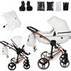 Junama Passeggino TRIO Diamond S Class 01 Bianco e Rame - 2in1 3in1 4in1 + ombrellino (2 in 1 con Adattatori)