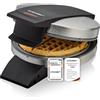 Cloer 1699 Piastra per waffle americani, waffle rotondo Ø 15,5 cm, 930 W, doratura fissa, segnale luminoso, rivestimento antiaderente, struttura compatta in acciaio inox