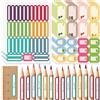 LEMESO Etichette Adesive Personalizzate Scuola 290pz, 3 Formati (0.8x4.8cm, 2.9x4.8cm, 2x2.9cm) per Matite, Quaderni, Lavabili, Adesivi da Scrivere Nome e Data per Bambini, Genitori