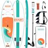 Overmont Tavola Stand Up Paddle SUP Gonfiabile per Adulti 323×84×15 cm, Kit Completo con Pagaia Regolabile, Pompa, Zaino, Leash e 3 Pinne, Facile da Trasportare e Stabile-Tramonto