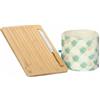 THUN - Set tagliere in legno e sacchetto porta pane Bloomia, Acciaio inossidabile, 100%cotone, Collezione Giardino primavera, Tagliere 35 x 25 x 5cm, coltello 28 x 2.5 x 1.5 cm, cestino Ø 20 x 17 cm h