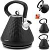 Berdsen Bollitore elettrico - 1,7 l - Bollitore retrò vintage - con filtro anticalcare - protezione contro il funzionamento a secco - base 360° - nero