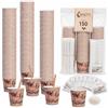 Caffetti Kit 150 Bicchierini Caffè + 150 Palette + 150 Bustine di Zucchero - Bicchieri 90 ml 3 oz in Carta Made in Italy, Palettine Monouso in Legno, per Ristoranti, Ufficio, Asporto, Bar