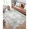 DEFYNEE Tappeto Astratto Soggiorno 180x270 cm Antiscivolo Pelo Corto Lana Finta Lavabile Minimalista Grigio/Bianco