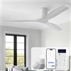Sofucor Smart Ventilatore da Soffitto con Alexa/App/Wifi, 132 cm Legno Massello Ventilatore a Soffitto con Telecomando, DC Silenzioso, Timer, 6 Velocità, Modalità Estate/Inverno per Soggiorno