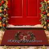 Lanpn 42x75cm Zerbino cocco Natale, Renna Antiscivolo Gomma Naturale Tappeto Porta Ingresso Esterno Esterni Tappeto Antiscivolo Zerbino Ingresso per Decorazioni natalizie invernali (Rosso)