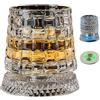 Generic Bicchiere da whisky rotante, bicchiere da cocktail con luce a LED, girevole a 360 gradi, in cristallo, stile retrò, con funzione antistress, accessori da bar