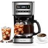 Taylor Swoden Macchina Caffè Americano Programmabile 24H - 1.8L, Modalità Caffè Freddo, 3 Livelli Intensità, Filtro Riutilizzabile per Tè/Caffè, Vetro Borosilicato, Design Compatto 16.5cm, 900W, Nero