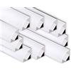 AFTERTECH 10x 2metri (20M) 1616 16x16mm PROFILO ALLUMINIO ANGOLARE PER STRISCE STRIP LED BARRA RIGIDA 2m 2MT + COPERTURA (10x 2metri 1616 fog)