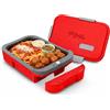 Hot Bento PLUS - Scaldavivande Elettrico Portatile con Batteria Rimovibile e Ricaricabile USB-C, Scalda Cibo in 10 Minuti, Lunch Box Termico per Ufficio, Viaggio e Lavoro, 994 ml - Rosso Rubino