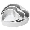 Auddemg Stampo Torta Cuore, Tortiera Forma di Cuore in alluminio anodizzato, Fondo staccabile, Set da 3 (15/20/25 cm), Argento