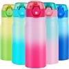 SUPPRUI Borraccia termica in acciaio inox, 550 ml, con cannuccia, a doppia parete, a tenuta stagna, mantiene le bevande calde e fredde (rosa)