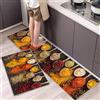 Hoimlm, set di 2 tappeti da cucina, antiscivolo, assorbente per acqua e olio, zerbino per cucina, set di tappeti, antipolvere per interni (43x75+43x150cm, spezie)