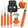 com-four® Set da intaglio di zucca da 6 pezzi per Halloween - utensili da taglio per scavare le zucche - borsa con sega, cucchiaio (Utensili da intaglio - 06 pezzi, arancione)