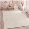 Paco Home Tappeto Soggiorno Camera da letto a pelo alto Morbido Uni 3D Look Facile da curare Design moderno Lavabile Beige, Dimensione:200x280 cm