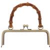 KBOLAE Manico in bambù con struttura in metallo, chiusura a bacio, per borsa fai da te, bronzo, 20 cm