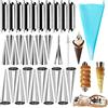 FantasyDay Antiaderente Cannoli Stampi, FantasyDay 30 Pz Acciaio Inossidabile Coni per Croissant Stampi Pasticceria Crema Horn Torta Pane Mold con 1 Spazzole di Pulizia - Cannoli Form tubi, Cilindri per Cannoli
