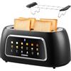 Steinborg Tostapane automatico con inserto per panino, 4 fette, funzione di sollevamento automatico senza leva, tostapane automatico, display digitale, indicatore del pane, spegnimento automatico