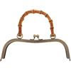 KBOLAE Manico in bambù con struttura in metallo, chiusura a bacio, per borsa fai da te, bronzo, 27 cm