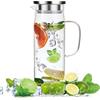 Litimkat 1.5L caraffa in vetro, caraffa per acqua con coperchio sigillato | bollitore resistente al calore, per acqua calda/fredda, vino, tè freddo e succhi