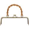 KBOLAE Manico in bambù con struttura in metallo, chiusura a bacio, per borsa fai da te, bronzo, 25 cm
