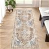 TOPICK - Tappeto 60x150cm per corridoio, lavabile, cucina, pelo corto, stile retrò, motivo mattoni e fiori, orientale, antibatterico, pieghevole, antiscivolo, sottile, per ponti, camera da letto