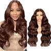 Tuheerst 24 Inch Body Wave Human Hair Wig Perrucca Echthaar Donna #4 Chocolate Brown 4X4 Lace Perrucche Personali Glueless Wear and Go Pre Bleached Knots with Baby Hair for Woman
