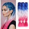 JIAMEISI Jumbo, extension per capelli intrecciati (blu-bianco-rosa, ombré, 61 cm/24 pollici, confezione da 3 pezzi)